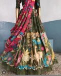 Women’s pure kalamkari lehenga set/crop top lehenga/green Hand painted lehenga USA/wedding lehenga USA/kalamkari lehenga set/mehendi outfit