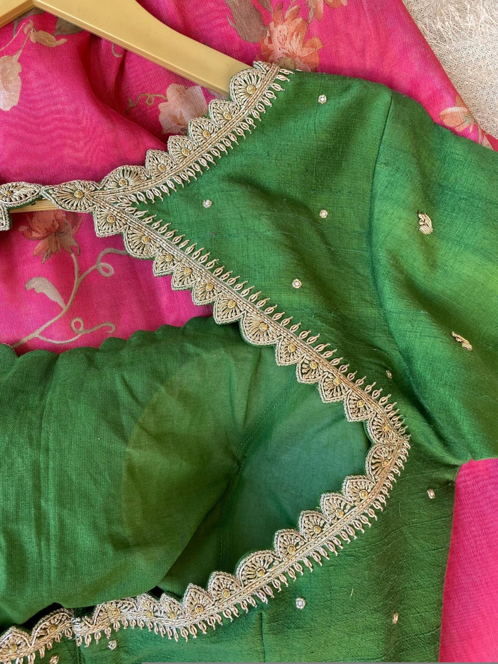 pure silk hand embroidery blouse/saree maggam blouse/green zardosi blouse/hand embroidered moderblouse/green ready made blouse zardosi usa