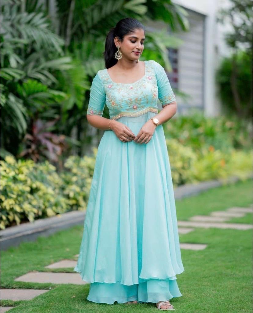 Anarkali suit usa /blue anarkali kurta set/orange sharara embroidered anarkali/Wedding outfit/blue handwork anarkali/blue kurta sharara set