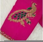 Pink pure silk hand embroidery blouse/readymade maggam blouse/pink saree blouse/ hand embroidered blouse /ready made handmade blouse zardosi