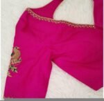 Pink pure silk hand embroidery blouse/readymade maggam blouse/pink saree blouse/ hand embroidered blouse /ready made handmade blouse zardosi