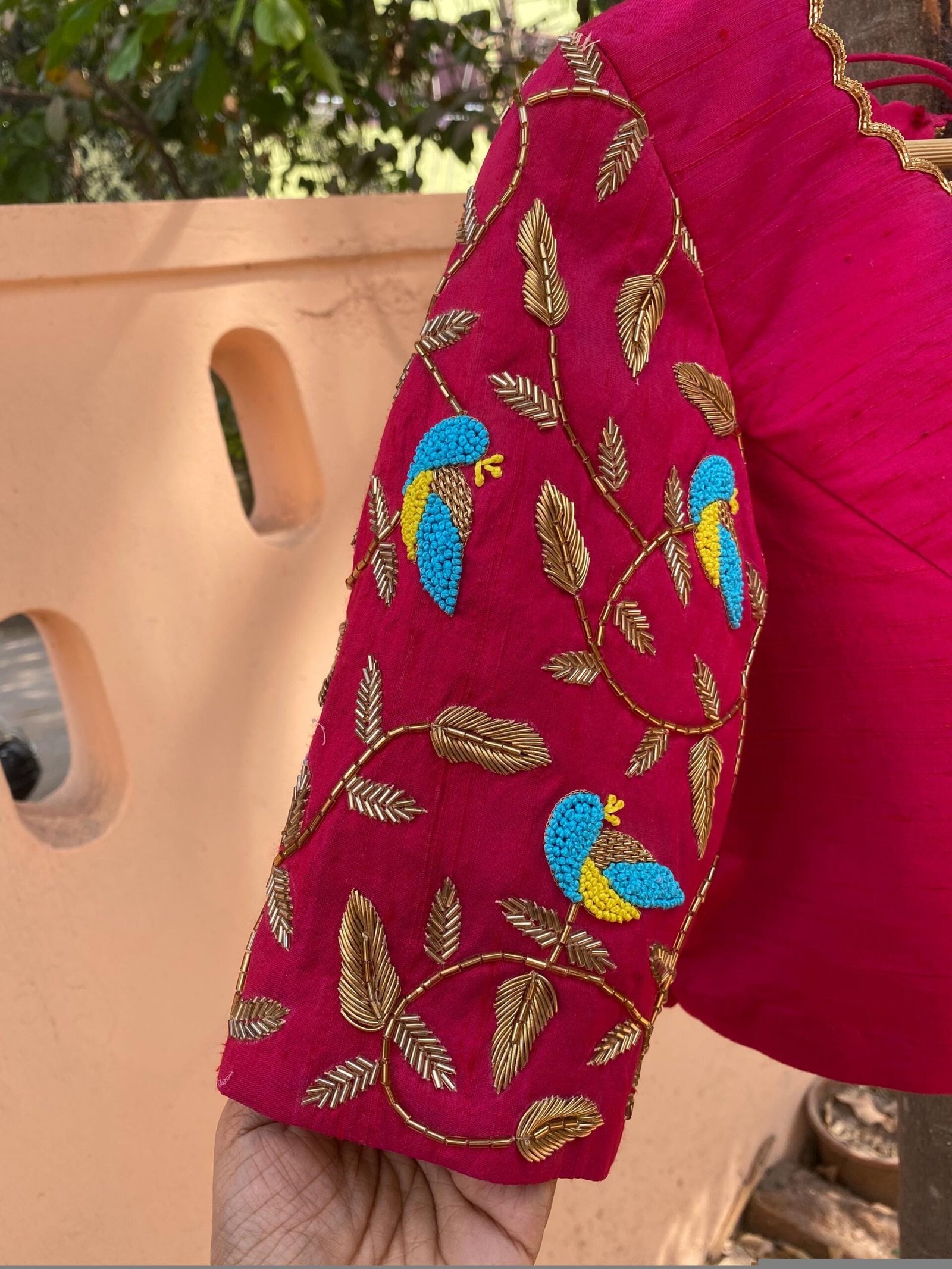 pure silk hand embroidery blouse/pink maggam blouse/silk zardosi blouse/hand embroidered blouse/pink ready made blouse zardosi/pink blouse