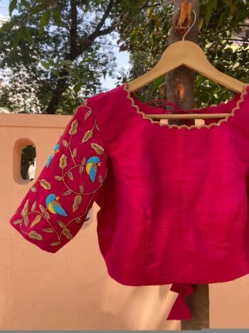 pure silk hand embroidery blouse/pink maggam blouse/silk zardosi blouse/hand embroidered blouse/pink ready made blouse zardosi/pink blouse