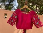pure silk hand embroidery blouse/pink maggam blouse/silk zardosi blouse/hand embroidered blouse/pink ready made blouse zardosi/pink blouse
