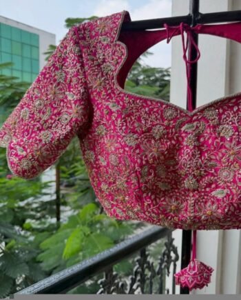 pure silk hand embroidery bridal blouse/maggam blouse/pink bridal work blouse/pink hand embroidered blouse/heavy embroidery wedding blouse