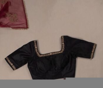 pure velvet hand embroidery blouse /modern saree maggam blouse/black zardosi blouse / hand embroidered blouse/black velvet ready made blouse