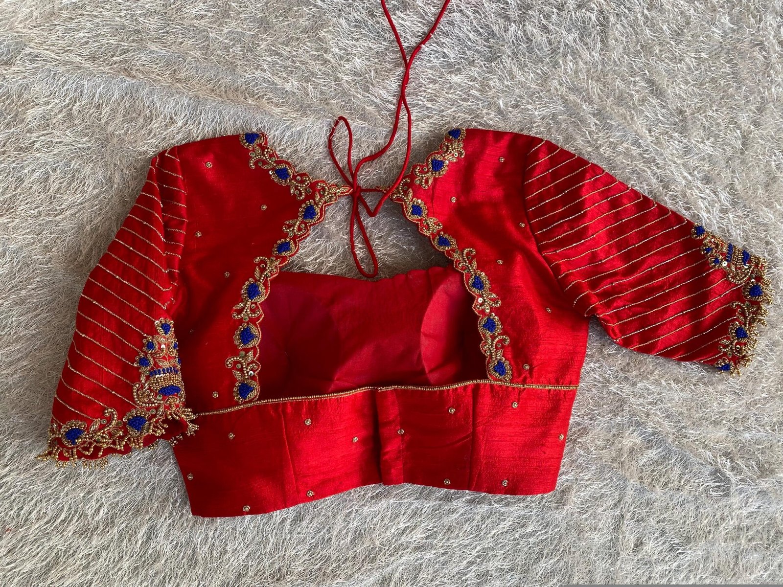 pure silk red hand embroidery blouse/saree maggam blouse/raw silk zardosi blouse/pure red hand embroidered blouse/ready made red blouse usa