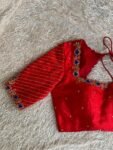 pure silk red hand embroidery blouse/saree maggam blouse/raw silk zardosi blouse/pure red hand embroidered blouse/ready made red blouse usa