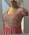 Anarkali suit usa/pink anarkali kurta short sleeve/pink sleeve anarkali/peach pink anarkali/heavy hand embroidered anarkali with dupatta usa