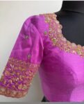 pure silk hand embroidery blouse/light pink maggam blouse/pink hand embroidered blouse/blushpink ready made blouse zardosi/light pink blouse