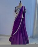 Women’s lehenga Set/purplehalf saree lehenga/Indian crop top skirt USA/hand embroidered lehenga choli USA /purple lehenga skirt with dupatta