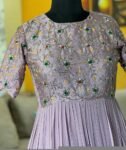 Hand embroidered Anarkali/muave anarkali dress/lavender anarkali suit set/lavender long gown USA/Indian dresses/pure silk anarkali dupatta
