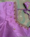 pure silk hand embroidery blouse/light pink maggam blouse/pink hand embroidered blouse/blushpink ready made blouse zardosi/light pink blouse