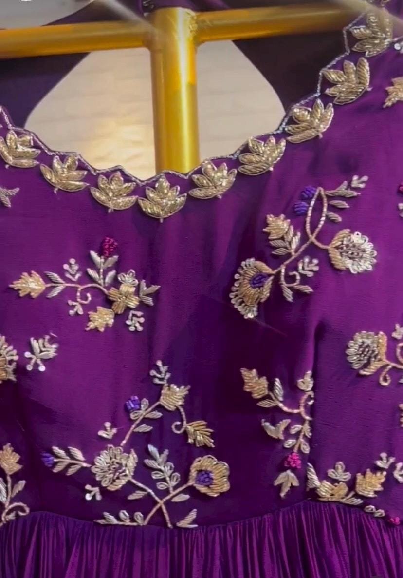 Purple Anarkali suit usa/hand embroidery anarkali kurta/purple anarkali dress with dupatta/designer anarkali kurta with dupatta/Indian dress