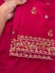 Hand Embroidered Red Silk Saree Blouse: Zardosi Maggam Work