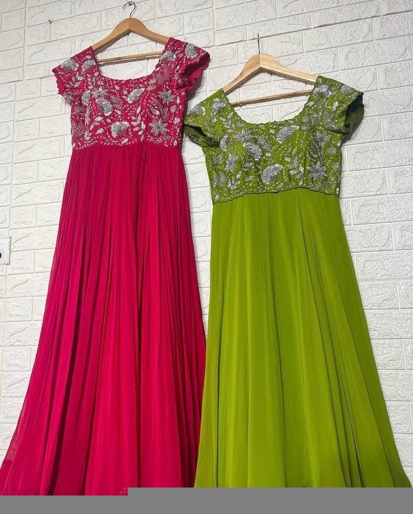 Brown anarkali suit set/pink anarkali kurta/hand embroidered anarkali with dupatta/red and green Anarkali/Indian dresses usa/heavy anarkali