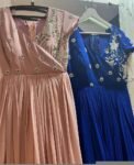 Blue Zardosi Embroidered Anarkali Suit: Georgette Indian Dress