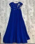 Blue Zardosi Embroidered Anarkali Suit: Georgette Indian Dress