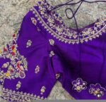pure silk hand embroidery blouse/ saree maggam blouse/purple zardosi blouse usa/hand embroidered moderblouse/ ready made blouse zardosi usa