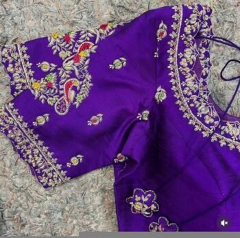 pure silk hand embroidery blouse/ saree maggam blouse/purple zardosi blouse hand embroidered moderblouse/ ready made blouse zardosi