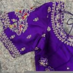pure silk hand embroidery blouse/ saree maggam blouse/purple zardosi blouse usa/hand embroidered moderblouse/ ready made blouse zardosi usa