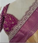 Pure Silk Hand Embroidered Blouse: Magenta Pink Zardosi Maggam