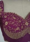Pure Silk Hand Embroidered Blouse: Magenta Pink Zardosi Maggam
