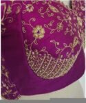 Pure Silk Hand Embroidered Blouse: Magenta Pink Zardosi Maggam