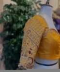 pure silk hand embroidery blouse/saree maggam yellow blouse/yellow blouse/heavy hand embroidered blouse/ready made blouse zardosi/voggish us