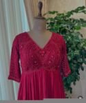 Anarkali suit usa/pink anarkali kurta elbow sleeve/pink heavy anarkali/coral pink anarkali/heavy hand embroidered anarkali with dupatta usa