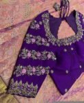 pure silk hand embroidery blouse/saree maggam blouse/purple zardosi blouse usa/hand embroidered moderblouse/ready made blouse zardosi usa
