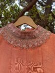 Hand Embroidered Peach Tissue Anarkali Suit with Dupatta