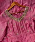 Anarkali suit usa/pink anarkali kurta elbow sleeve/pink heavy anarkali/light pink anarkali/heavy hand embroidered anarkali with dupatta us