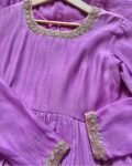 Lavender Anarkali Suit: Hand Embroidered Chanderi Silk Indian Dress