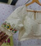 Hand Embroidered Cream Silk Blouse: Zardosi Maggam Work,cream maggam blouse,multicolor blouse,plus size blouse,handwork blouse,beige blouse