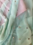 Blue Georgette Sequin Saree: Mirror Work Blouse, Modern Party Sari