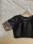 pure silk hand embroidery blouse /  black maggam blouse / raw silk zardosi blouse / hand embroidered blouse / ready made blouse zardosi/