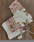 Hand Embroidered Silk Saree Blouse: Cream Zardosi Maggam Work