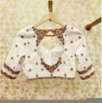pure silk hand embroidery blouse /cream maggam blouse/raw silk zardosi blouse/multicolor hand embroidered blouse/cream ready handwork blouse