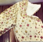 Cream Raw Silk Blouse: Hand Embroidered Zardosi Maggam Work
