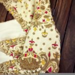 Cream Raw Silk Blouse: Hand Embroidered Zardosi Maggam Work
