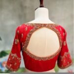 pure silk red hand embroidery blouse/saree maggam blouse/raw silk zardosi blouse/pure red hand embroidered blouse/ready made red blouse usa