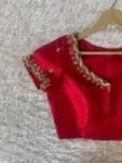 pure silk hand embroidery blouse/saree maggam red blouse/raw silk zardosi blouse/hand embroidered blouse/ready made blouse zardosi/red blous