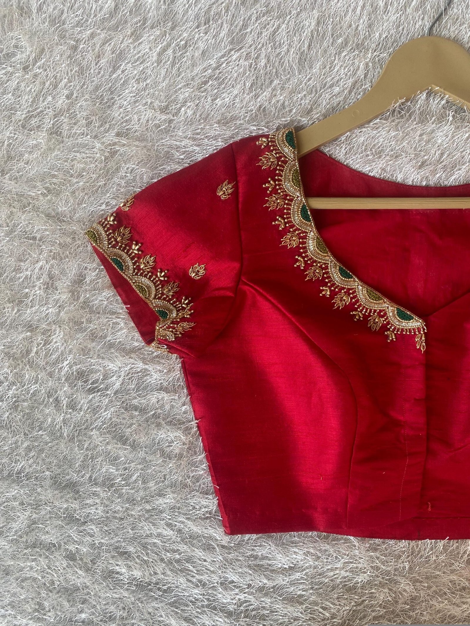 pure silk hand embroidery blouse/saree maggam red blouse/raw silk zardosi blouse/hand embroidered blouse/ready made blouse zardosi/red blous