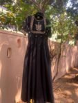Hand Embroidered Black Anarkali Suit: Silk Chanderi Dress with Dupatta