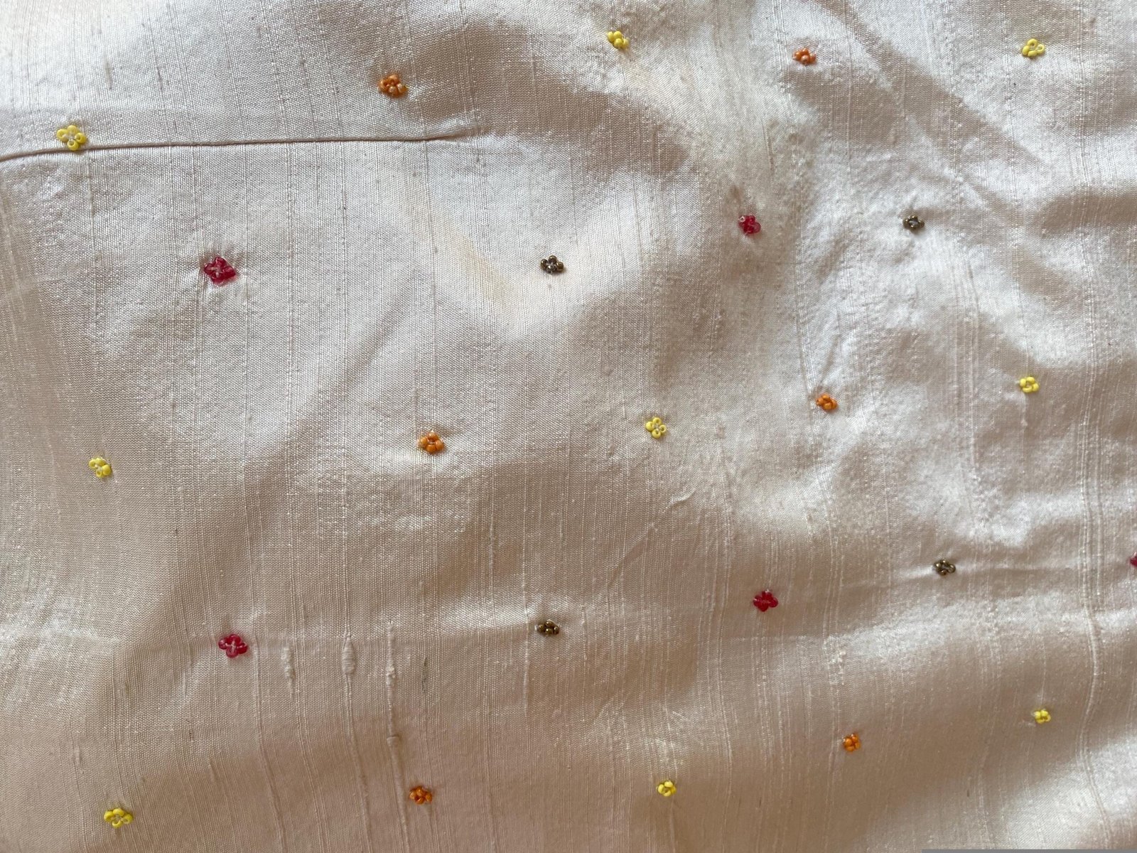 Cream Silk Hand Embroidered Blouse: Zardosi Maggam Work