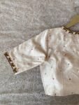 Cream Silk Hand Embroidered Blouse: Zardosi Maggam Work