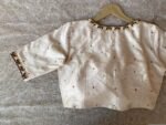 Cream Silk Hand Embroidered Blouse: Zardosi Maggam Work