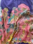 Hand-Painted Kalamkari Silk Saree: Purple Embroidered Blouse