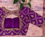 Purple Silk Saree Blouse: Hand Embroidered Zardosi Maggam
